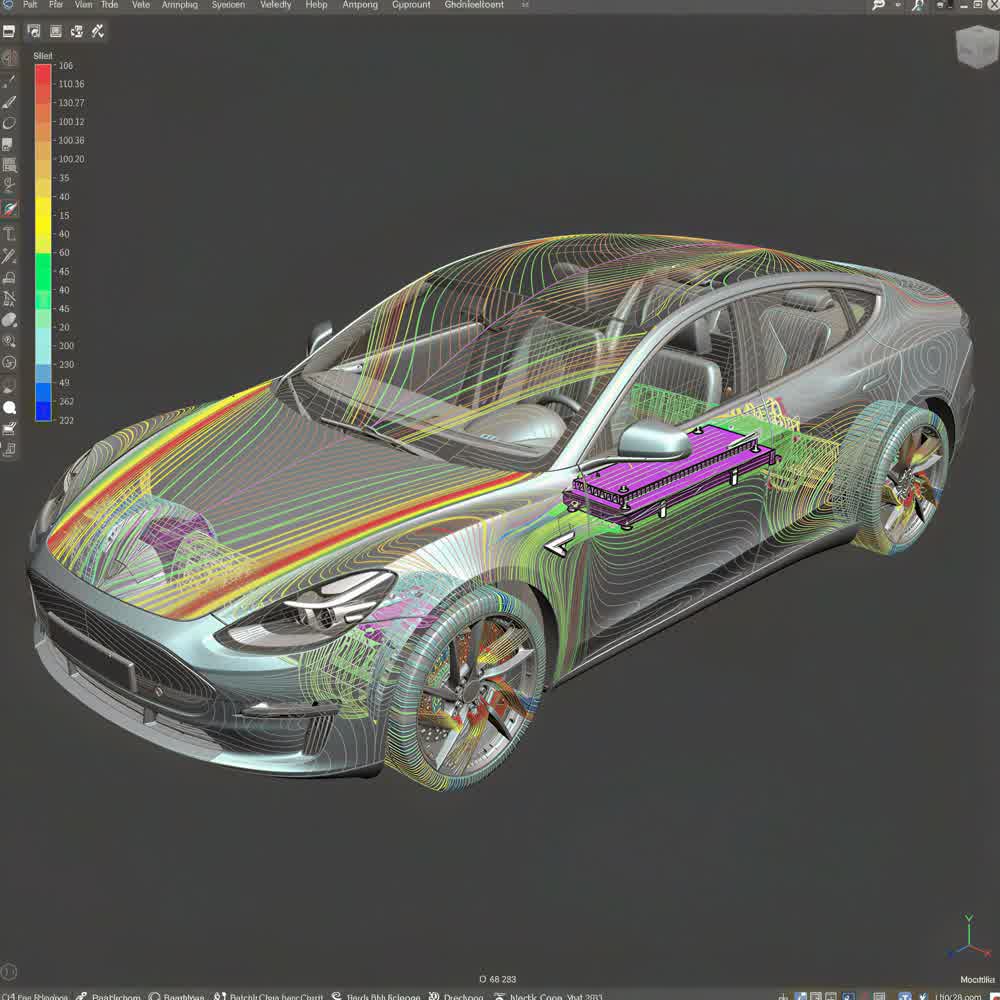 CFD analysis of an electric vehicle showing flow around the body