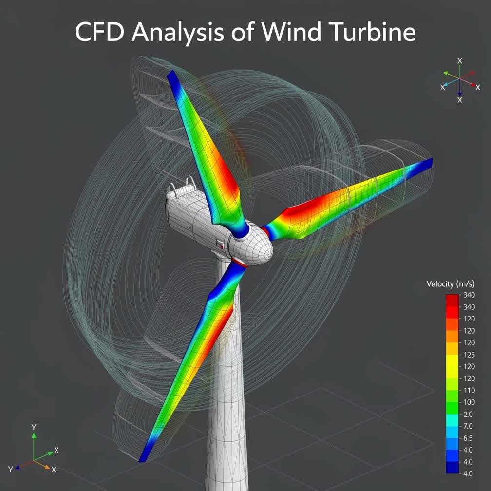 CFD analysis of a wind turbine showing blade wake